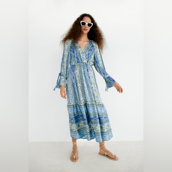 zara patchwork print dress